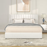 ZUN Same as B083119691 Anda Queen Size Ivory Boucle Upholstered Platform Bed with Patented 4 Drawers B083P152011