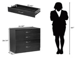 PB Wood Simple 4-Drawer Nightstand Dresser with USB Ports & Outlet Black 65945830