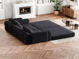 72.4-inch convertible sofa bed, chenille sofa, comes with two side storage pockets, two cushions, W3505P355564