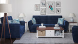 PrimeNest SkyHaven Collection Upholstered Convertible Sofabed with Storage, Blue Microfiber B030P286498