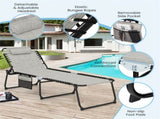Oversized Patio Chaise Lounge, 27" Wide 4-Position Adjustable Backrest Folding Tanning Chair-Gray 69642871