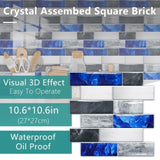48 Pcs Blue Gray Marble Effect PVC Self-Adhesive Kitchen Backsplash Tiles In Marble Water Resistant 96621934