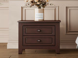 2-Drawer Nightstand for Bedroom, Mid Century Retro Bedside Table with Classic Design,Dark Walnut 59751432