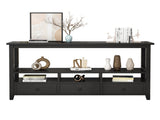 3 Tier Vintage Solid Console Table with 3 Drawers and Shelves, Industrial Console Table Coffee Table 10966810