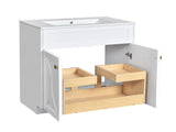 30'' Bathroom Vanity with Ceramic Sink Combo, Modern Freestanding Storage Cabinet with Gold Handles, N710P194898K