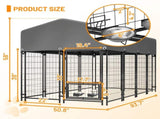 Dog Kennel Outdoor with Roof, 4.23'x7.81'x4.83' Welded Wire Enclosure, Heavy Duty Dog Crate with 76997181
