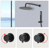 ZUN Contemporary matte black wall mounted bathroom shower set SHAE749MB