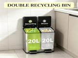 2 x 5 Gallon Stainless Steel Trash Can, Soft-Close Lid with Stay-Open Mode, Foot Pedal & Inner 99091147