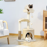 ZUN Small Cat Tree for Indoor Cats, Medium Cat Tower with Interactive Cat Toy,32.7" Cat Condo with Self 07683678