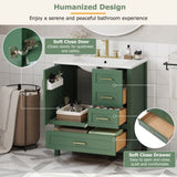 30" Green Bathroom Vanity with Sink Combination Set, Bathroom Storage Cabinet with Soft Close Door, N729P177787F