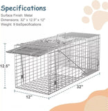32" Live Animal Cage Trap Heavy Duty Steel Catch Humane Rodent Cage w/Iron Door 76222927