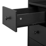 Black MDF Folding Nail Desk with 2 Drawers, Cabinet Door & Storage Shelf 89278371