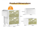 Wood Filing Cabinet with Casters, White Fluted, Iron Clad Wood, Melamine Faced, 2 Small Drawers 89144911