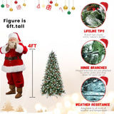 Artificial 4ft Green Christmas Tree with 747PE/PVC Mixed Branch Tips,Red fruit and Pine cone,Hinged 79950502