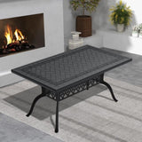 L59.05*W35.43-inch Cast Aluminum Patio Dining Table With Black Frame and Carved Texture on the W1710P166029