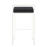 Fuji Contemporary Stackable Counter Stool in White with Black Velvet Cushion by LumiSource - Set of B202P221935