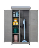 Outdoor Wooden Storage Shed with Metal Top Tall Vertical Tool Cabinet for Backyard Garden Patio Lawn W2640P262538