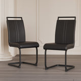 ZUN Modern Dining Chairs,PU Faux Leather High Back Upholstered Side Chair with C-shaped Tube. Black 87043919