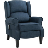 ZUN Dark Blue Massage Recliner Chair. Wingback Single Sofa with Vibration Massage, Heat, Push Back 34870633