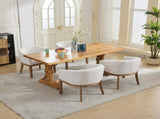 Mid Century Modern Upholstered Barrel Dining with Arms,Farmhouse Linen Kitchen & Dining Room 54662414