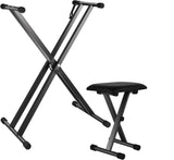Dual-tube X-Shape Keyboard Stand Adjustable Folding Piano Bench Stool Seat Black 85173138
