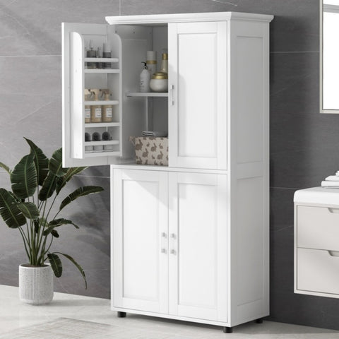 ZUN Tall and Wide Bathroom Floor Storage Cabinet, Bathroom Storage Unit, Freestanding Cabinet with 4 WF323345AAK