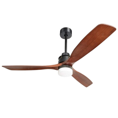 ZUN 60 Inch Large Ceiling Fan With Dimmable Led Light 3 Solid Wood Blades Remote Control Reversible DC W882P147250