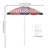 ZUN 7 ft Beach Umbrella with UV Protection - UV40+ silver-coated polyester - American Flag Design 92287581