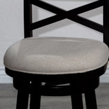 24" Counter Height X-Back Swivel Stool, Espresso Finish, Beige Fabric Seat B04660712
