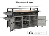52.8"W Wicker Outdoor Grill Cart with Extended Plastic Wood Table Top, Rolling Kitchen Island on 51202977