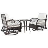3-piece Outdoor Chair&Table Set 2-person Rattan Seating Group with Two Swivel Chairs and a Square N719P234190D