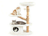 41 Inch Solid Pear Wood Tree Tower Multi-Level Vertical Playground with Plush Top Perch Private 08780326