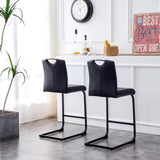 Black PU Chair Barstool Dining Counter Height Chair Set of 2 W24154186