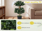 Set of 2 36" Artificial Boxwood Topiary Trees with Flowers, Indoor Outdoor Faux Plants 33264866