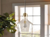Bell Shaped Glass Pendant Gold/Clear Dia.13" B035P264532