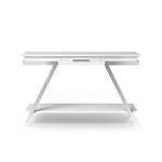 ZUN Contemporary Style White 1pc Sofa Table High Gloss Finish Chrome Frame Console Table Gorgeous Living B011P207456