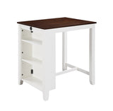 Graham 36" White Finish Small Space Counter Height Dining Table with USB Charging Ports and Shelves B061P160001