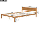 Platform Bed Frame with Headboard, Wood Slat Support, No Box Spring Needed, Full, Oak 00265555