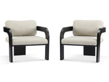 2-Pack Dining Chairs with Pillow Back, Beige Fabric, Black Solid Wood Frame N779P298399A