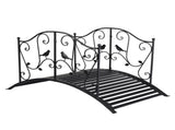 119*67*71cm Courtyard With Bird Pattern Arched Handrail Courtyard Iron Bridge Black 03333444
