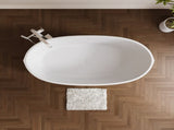 65" Freestanding Solid Surface Bathtub, Stone Resin Freestanding Bath Tub with Overflow and Pop-up W1573P180444