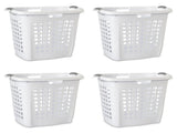 Easy Carry Plastic Laundry Hamper w/ Sturdy Rim and Handles, White, Pack of 4 93696658
