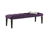 Leviton Fabric Tufted Turned Leg Dining Bench, Purple T2574P164617