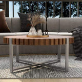 31.4-inch living room circular coffee modern natural wood grain handmade drum shaped coffee 90175034
