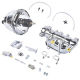 7'' Chrome Power Brake Booster Master Cylinder Disc Drum Kit Fits for Chevy Bel Air One-Fifty 62554993