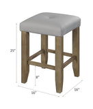 Transitional Counter Height Stools Set of 2pc, Oak Finish and Gray Synthetic Leather Seat Wooden B2741P327429