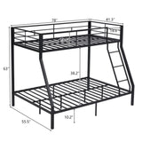 Twin Over Full Metal Bunk Bed for Kids Teens Adults, Heavy Duty Metal Bunk Bed with Ladder & 76903502