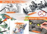 140Pcs Art Supplies Kit with Wooden Case, Drawing Painting Set Includes Colored Pencils, Oil 85998406
