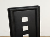 4pcs long backrest square hollow decoration PU leather dining chair round tube black cushion 98227246