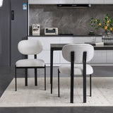 Modern Dining Room Chairs Set of 2, Mid-Century Upholstered Boucle Kitchen Dining Chairs with Black W3244P296972